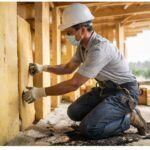 Thermal insulation installation inside framed wall cavity following safety and energy compliance standards