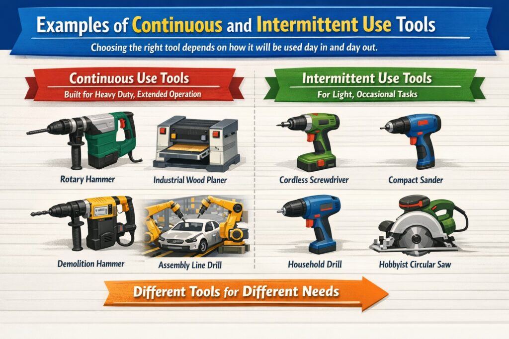 Examples of Continuous and Intermittent Use Tools