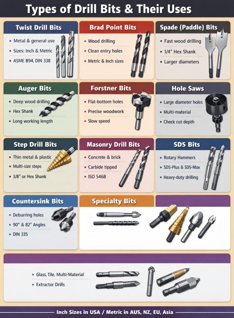 Types of Drill Bits & Their Uses